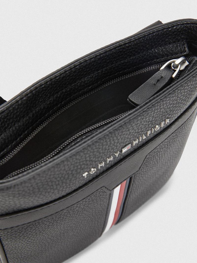 Férfi Tommy Hilfiger Stripe Mini Crossbody Táska Fekete | HU 1489UZG